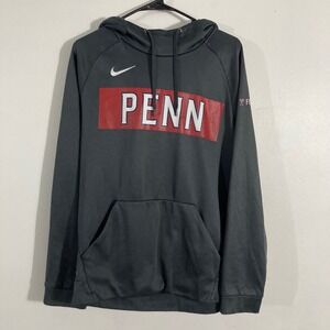 Nike Hoodie Mens Medium Grey Penn Football Dri-FIT Pullover Sweatshirt UPenn